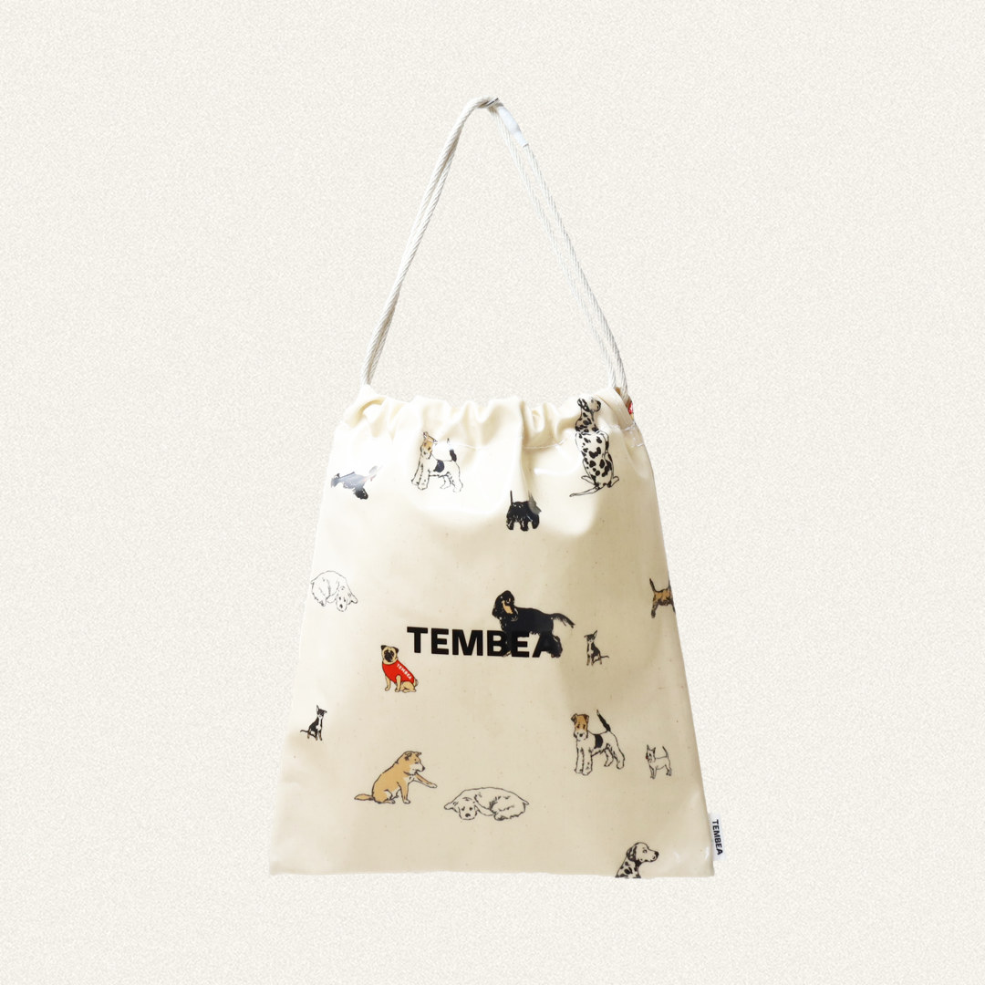 TEMBEA トートバッグ DOG-1 BEIGE TMB-2585H テンベア TEMBEA/巾着 ショルダーバッグ/ドッグ柄 巾着 PRINT/TMB