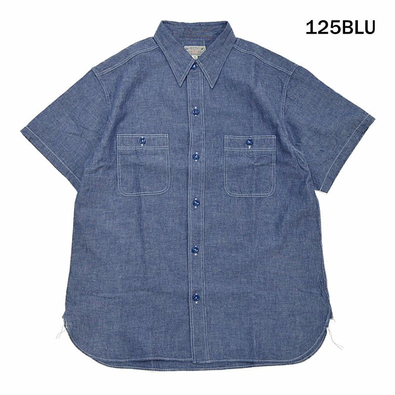 Ya2/バズリクソンズBUZZRICKSONS/シャツ/ブルーシャンブレーワークシャツ(ショートスリーブ)BLUECHAMBRAYWORKSHIRTS(SHORTSLEEVE)/BR35856/メンズ【正規取扱】