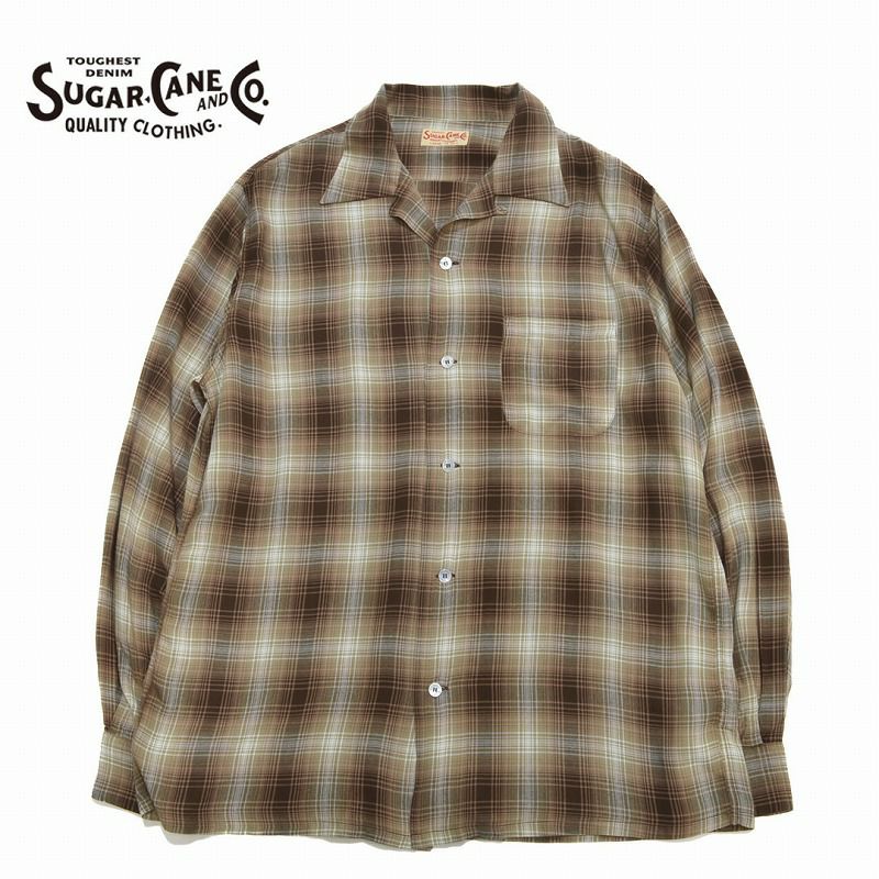 Ya2/メンズ/SUGARCANE【シュガーケーン】SC29263RAYONOMBRECHECKOPENSHIRTレーヨンオンブレチェックオープンシャツ【正規取扱】2024春夏