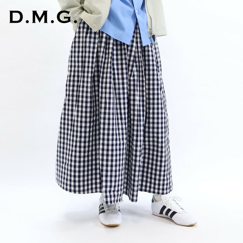 Ya2/ディーエムジーD.M.G./ドミンゴスカート/インディゴギンガムタイプライターマキシ丈スカート/17-515x/レディース【正規取扱】