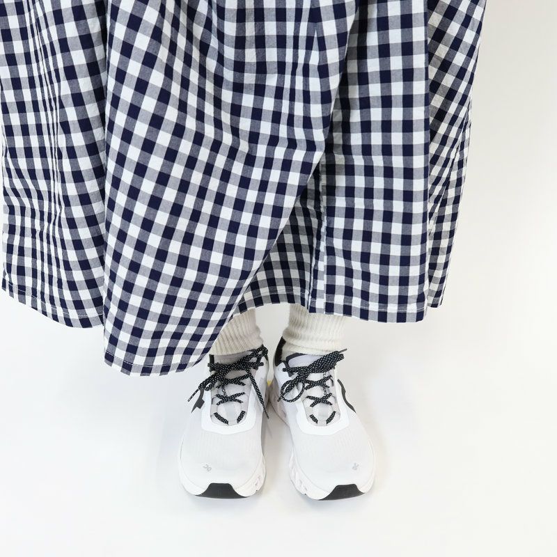 Ya2/ディーエムジーD.M.G./ドミンゴスカート/インディゴギンガムタイプライターマキシ丈スカート/17-515X/レディース【正規取扱】