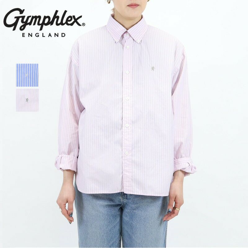 Ya2/ジムフレックスGymphlex/シャツ/コットンストライプショートボタンダウン長袖シャツ/GY-B0198PSEGY-B0198PMS/レディース【正規取扱】