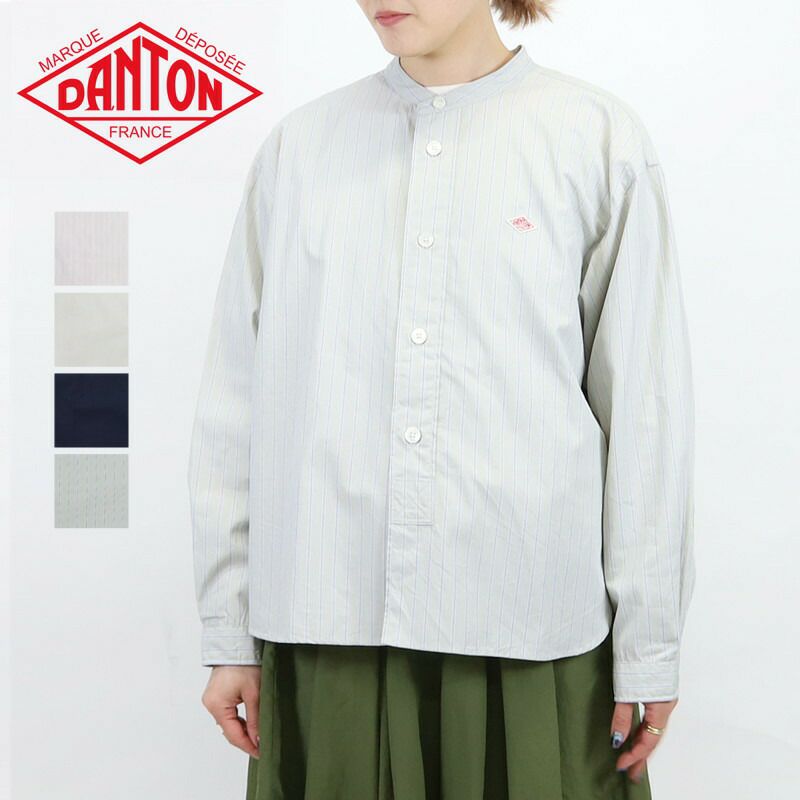 Ra9/ダントンDANTON/シャツ/コットンポプリンバンドカラーシャツ/DT-B0341RPL/レディース【正規取扱】
