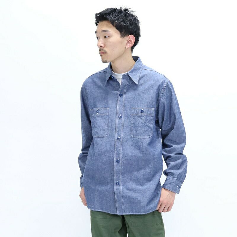 Ya2/【期間限定ポイント】バズリクソンズBUZZRICKSONS/シャツ/ブルーシャンブレーワークシャツBLUECHAMBRAYWORKSHIRTS/BR25995/メンズ【正規取扱】
