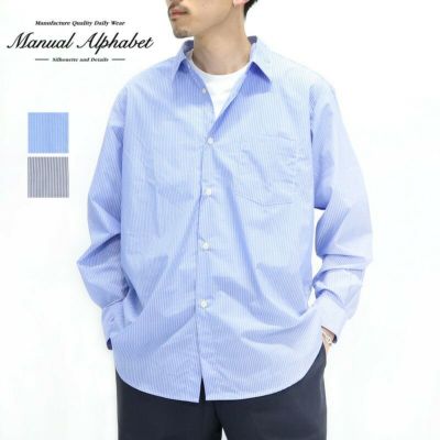 マニュアルアルファベット MANUAL ALPHABET/シャツ/タイプライター ストライプ ルーズフィット レギュラーカラーシャツ/MA-S-759/メンズ【正規取扱】