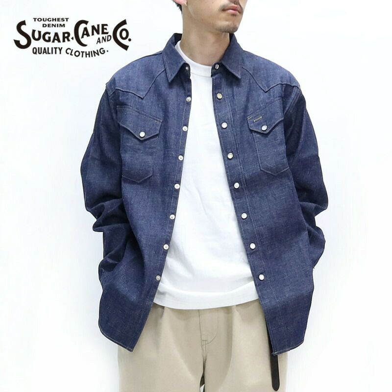 Ya2/シュガーケーンSUGARCANE/シャツ/ブルーデニムウエスタンシャツBLUEDENIMWESTERNSHIRT/SC28190/メンズ【正規取扱】