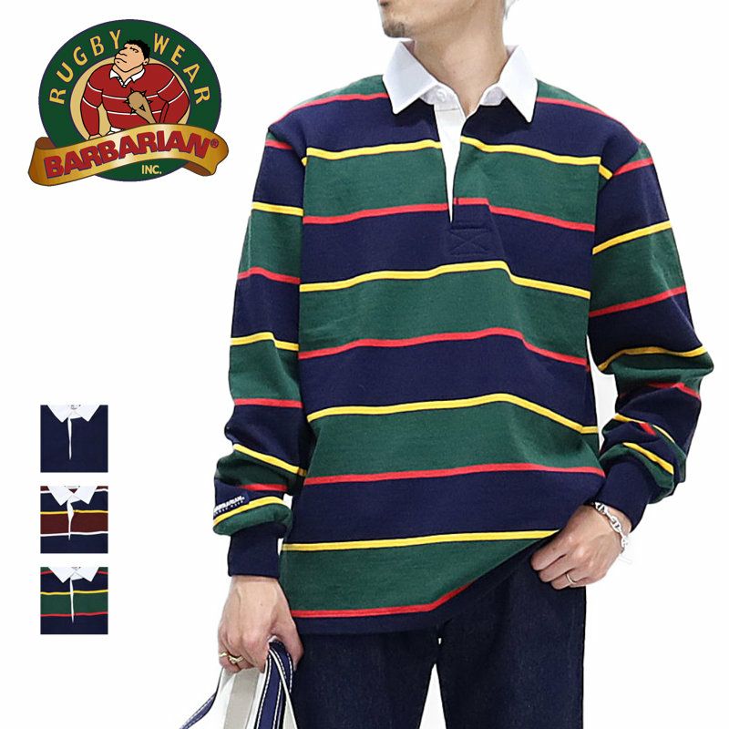 バーバリアンBARBARIAN/ラガーシャツ/12オンスレギュラーカラー長袖ラグビージャージ/UFJ/メンズ【正規取扱】