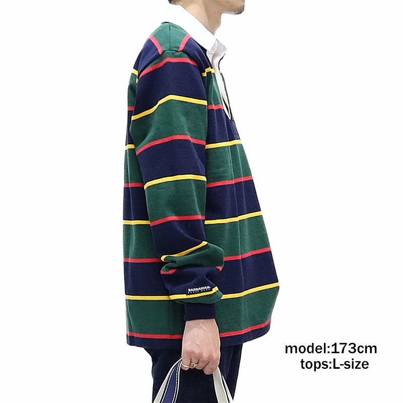 Ya2/バーバリアンBARBARIAN/ラガーシャツ/12オンスレギュラーカラー長袖ラグビージャージ/UFSジャパンサイズスペック/メンズ【正規取扱】