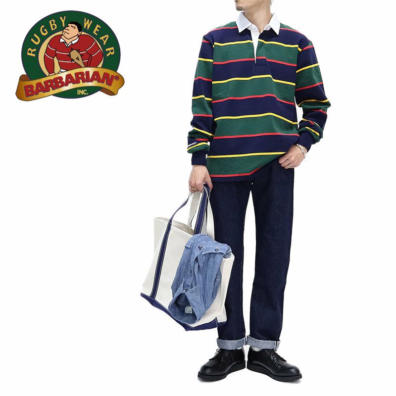Ya2/バーバリアンBARBARIAN/ラガーシャツ/12オンスレギュラーカラー長袖ラグビージャージ/UFSジャパンサイズスペック/メンズ【正規取扱】
