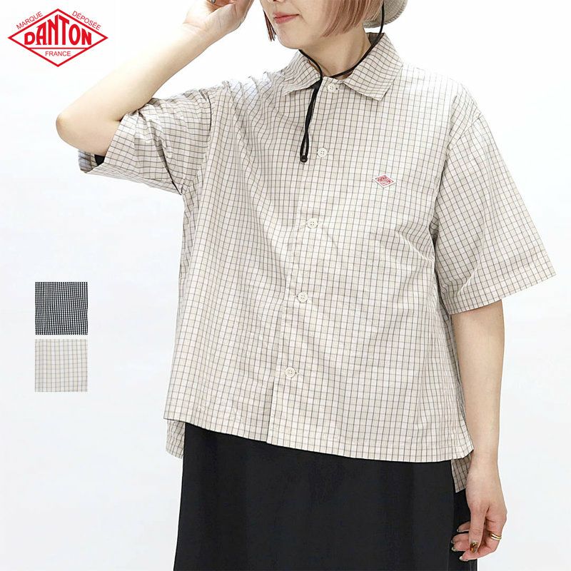 Ra9/レディース/DANTON【ダントン】DT-B0233CPPコットンポプリンチェックハーフスリーブシャツ【正規取扱】2024春夏