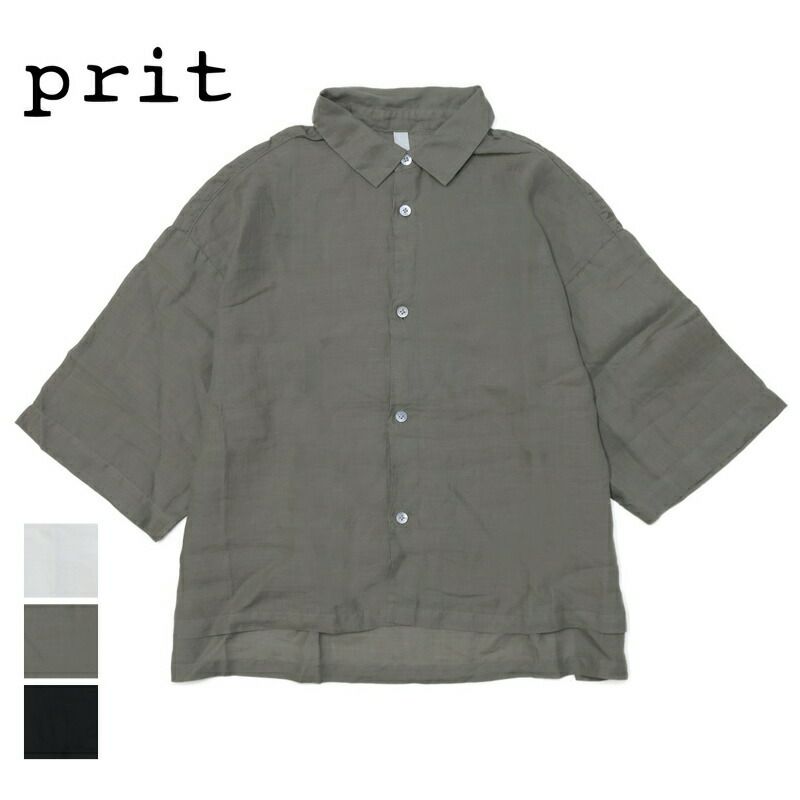 Ya2/プリットprit/シャツ/160/1ラミー7分ビッグスリーブレギュラーカラーシャツ/P82542/レディース【正規取扱】