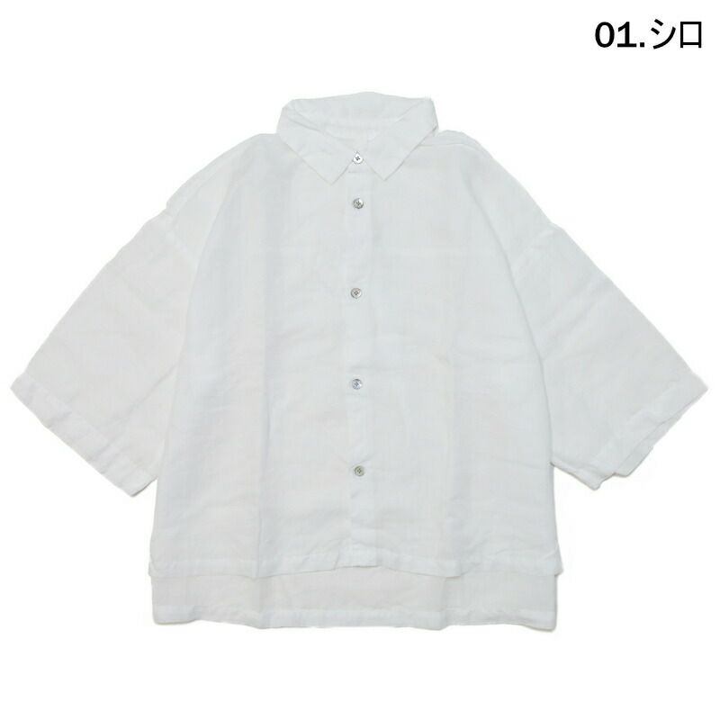 Ya2/プリットprit/シャツ/160/1ラミー7分ビッグスリーブレギュラーカラーシャツ/P82542/レディース【正規取扱】