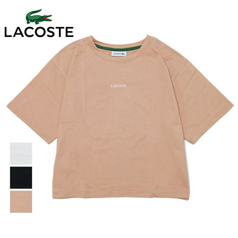 Ya2/ラコステLACOSTE/カットソー/ワイド＆ショートネームステッチTシャツ/TF016J-99-001/レディース【正規取扱】