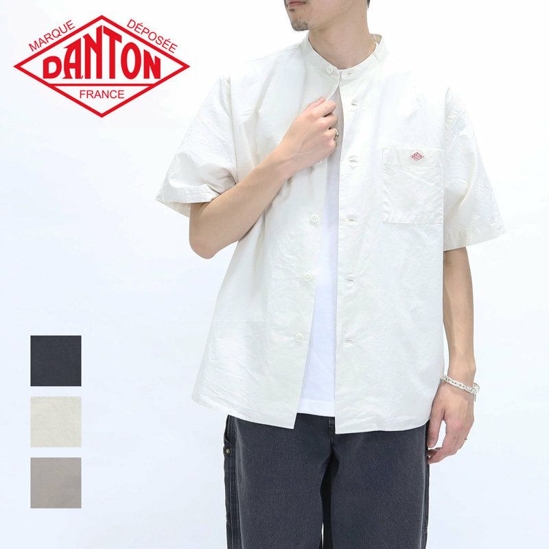 Ra9/メンズ/DANTON【ダントン】JD-3788SCLコットンリネンソリッドバンドカラーシャツ【正規取扱】2024春夏