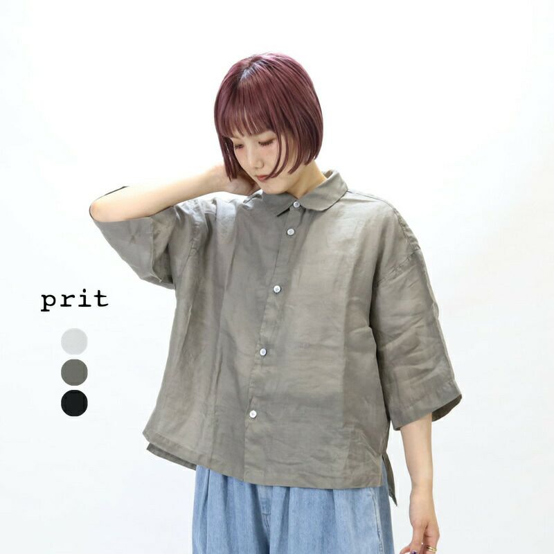 Ya2/プリットprit/シャツ/160/1ラミー7分ビッグスリーブレギュラーカラーシャツ/P82542/レディース【正規取扱】