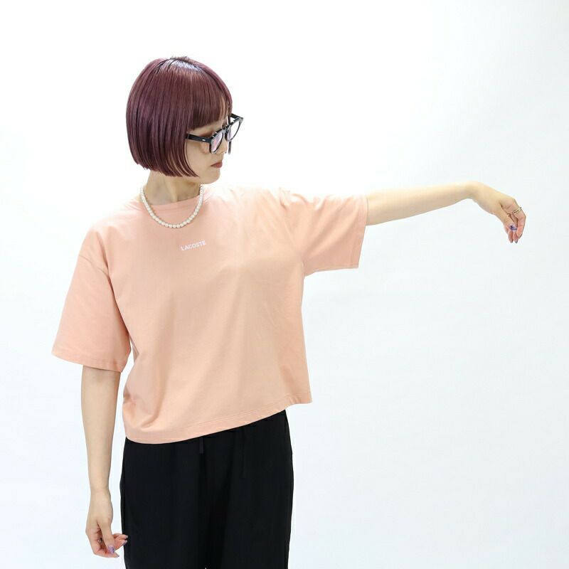ラコステLACOSTE/カットソー/ワイド＆ショートネームステッチTシャツ/TF016J-99-001/レディース【正規取扱】