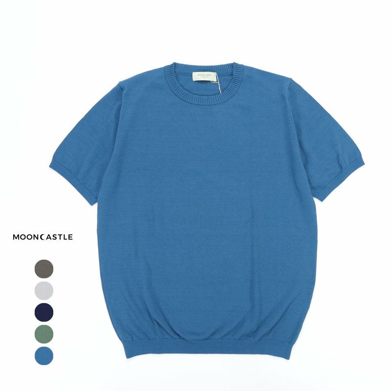 MOONCASTLE クルーネックサマーニット（L・ネイビー） IC1]MOONCASTLE(ムーンキャッスル) ICE COTTON CREWNECK アイス