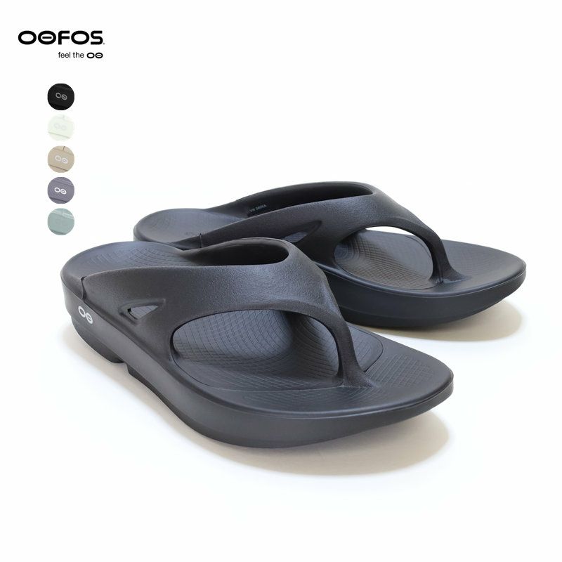 Oofos ブラック ビーチサンダル メンズ 厚底 ウーフォス OOFOS/ウーオリジナル OOriginal/リカバリーサンダル