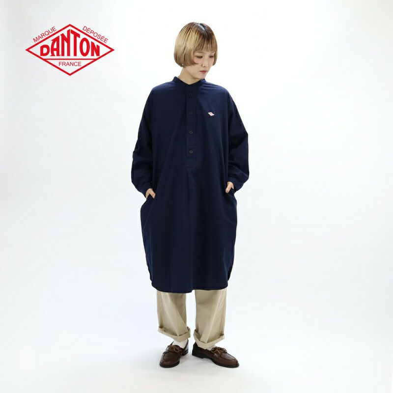 Ra9/ダントンDANTON/ワンピース/コットンポプリンバンドカラーチュニック/DT-B0342MUG/レディース【正規取扱】