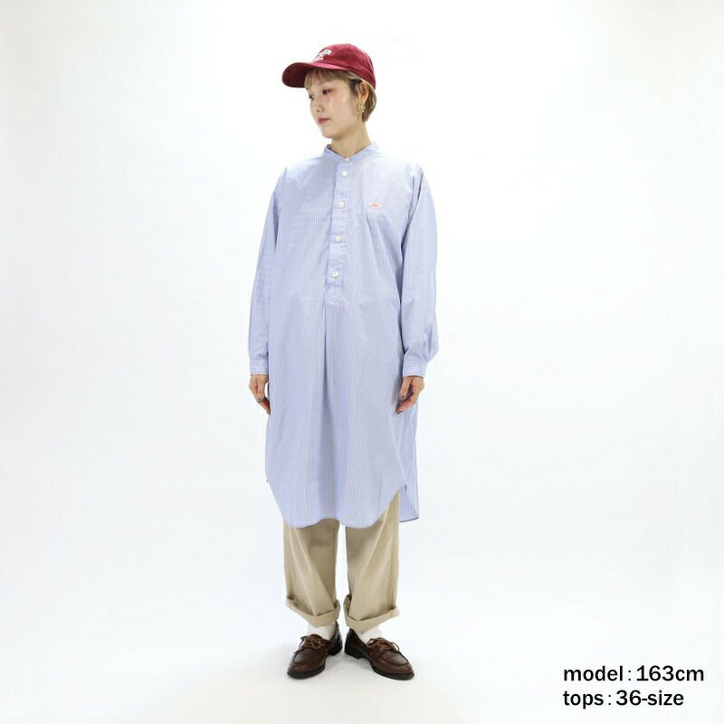 Ra9/ダントンDANTON/ワンピース/コットンポプリンバンドカラーチュニックストライプ/DT-B0342RPL/レディース【正規取扱】