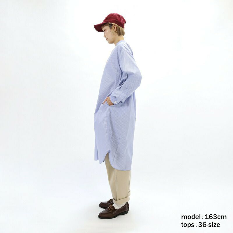 Ra9/ダントンDANTON/ワンピース/コットンポプリンバンドカラーチュニックストライプ/DT-B0342RPL/レディース【正規取扱】