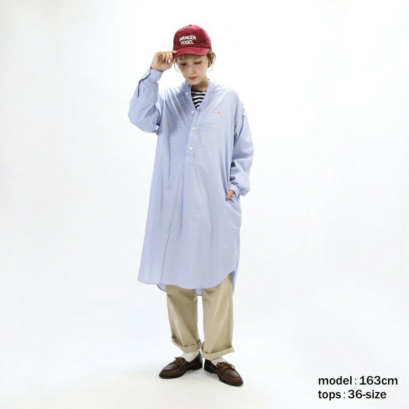 Ra9/ダントンDANTON/ワンピース/コットンポプリンバンドカラーチュニックストライプ/DT-B0342RPL/レディース【正規取扱】